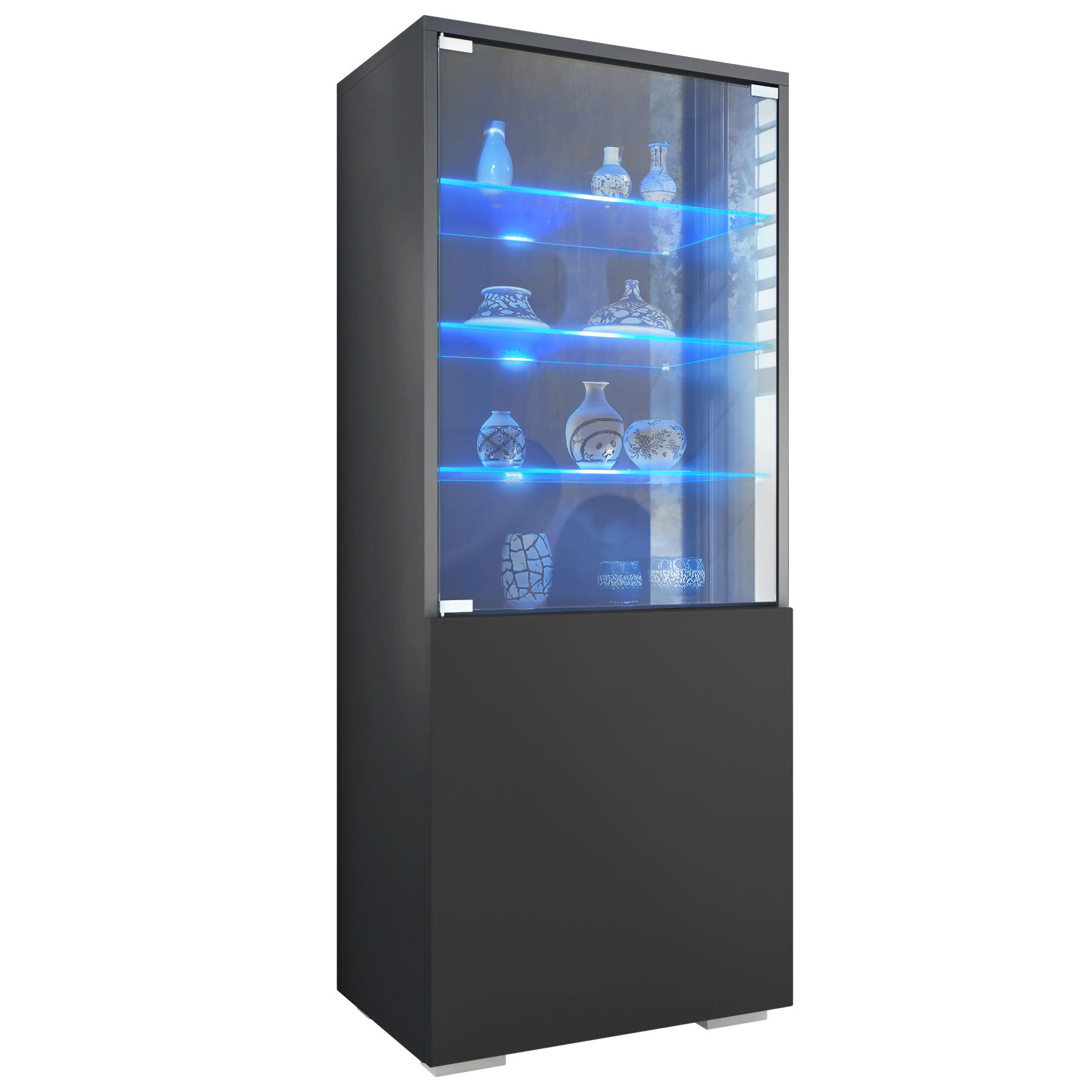 VITRINE Granada Schwarz matt - Schwarz, Holzwerkstoff (50/122.5/34.5cm) - Vladon