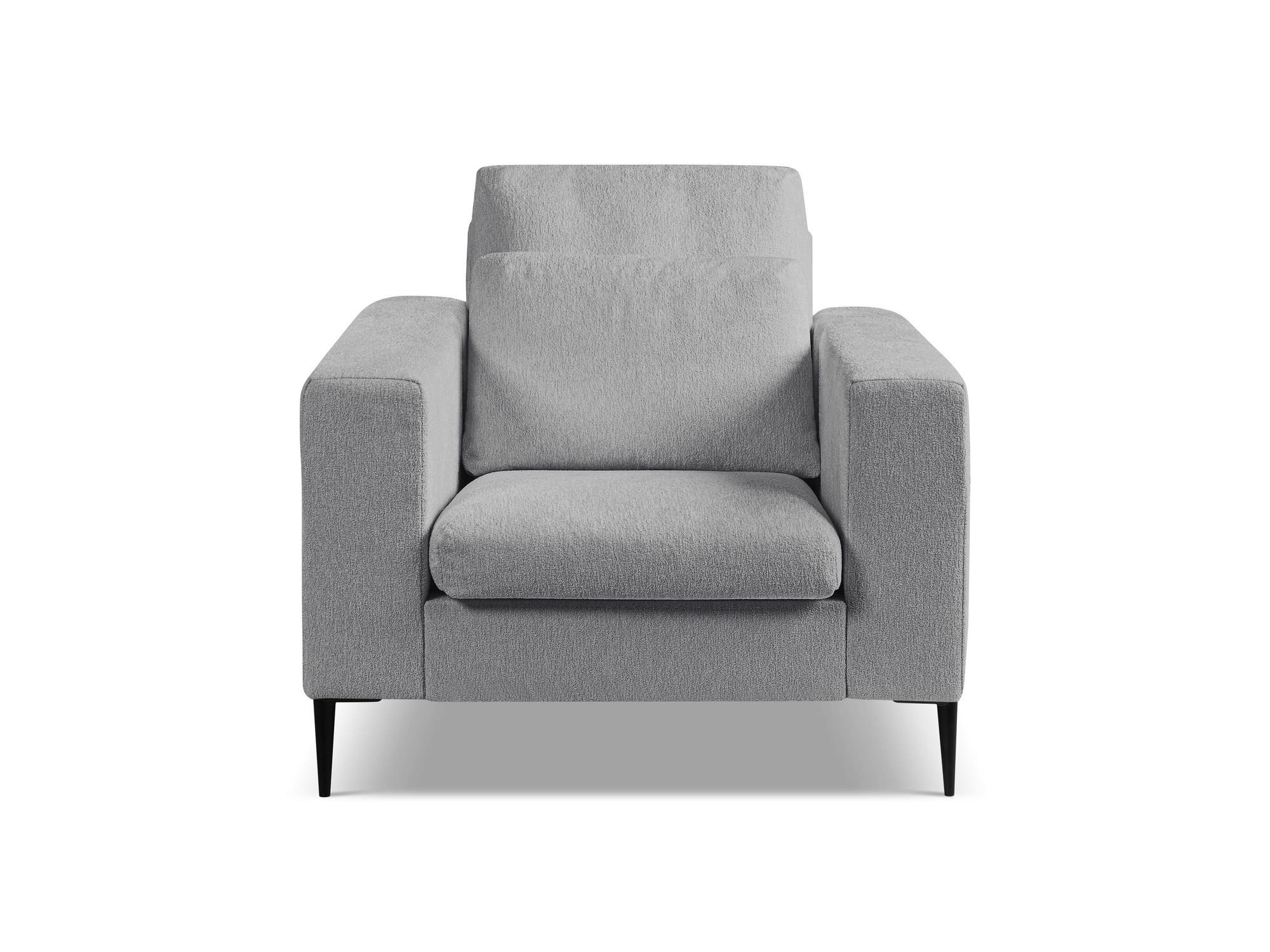 SESSEL Chenille Stoff Grau - Hellgrau/Schwarz, Holzwerkstoff/Textil (93/88/105cm) - Makamii