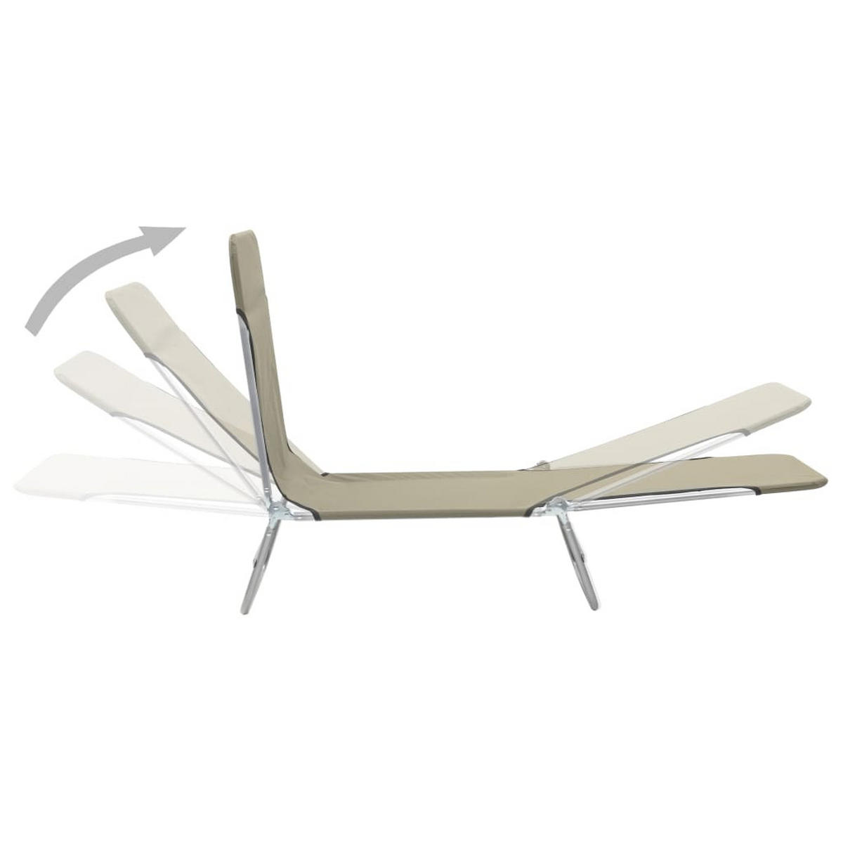 KLAPPLIEGEN 2 Stk. Stahl und Stoff Taupe - Taupe, Textil (56/24.5/182cm) - furnicato
