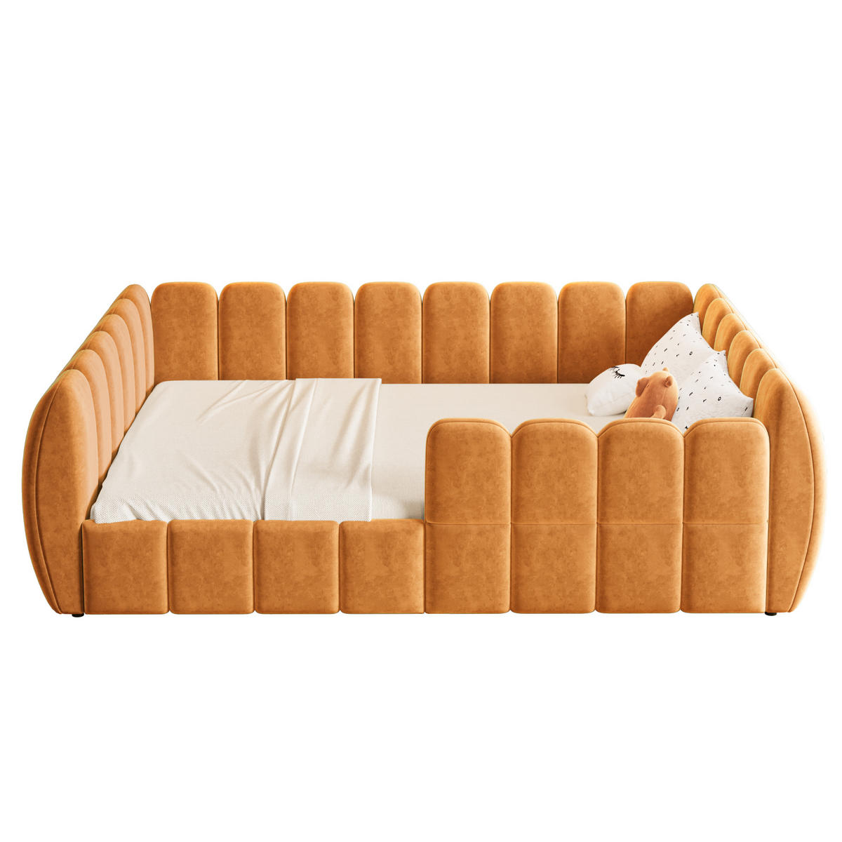 POLSTERBETT 140/200 cm in Orange mit Bettkasten - Orange, Holzwerkstoff/Textil (140/200cm) - WISHDOR