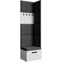 GARDEROBE Margaret V 81/203/43 mit gepolsterten Paneelen - Schwarz/Weiß, Holzwerkstoff/Kunststoff (60/206.5/42cm) - Beautysofa