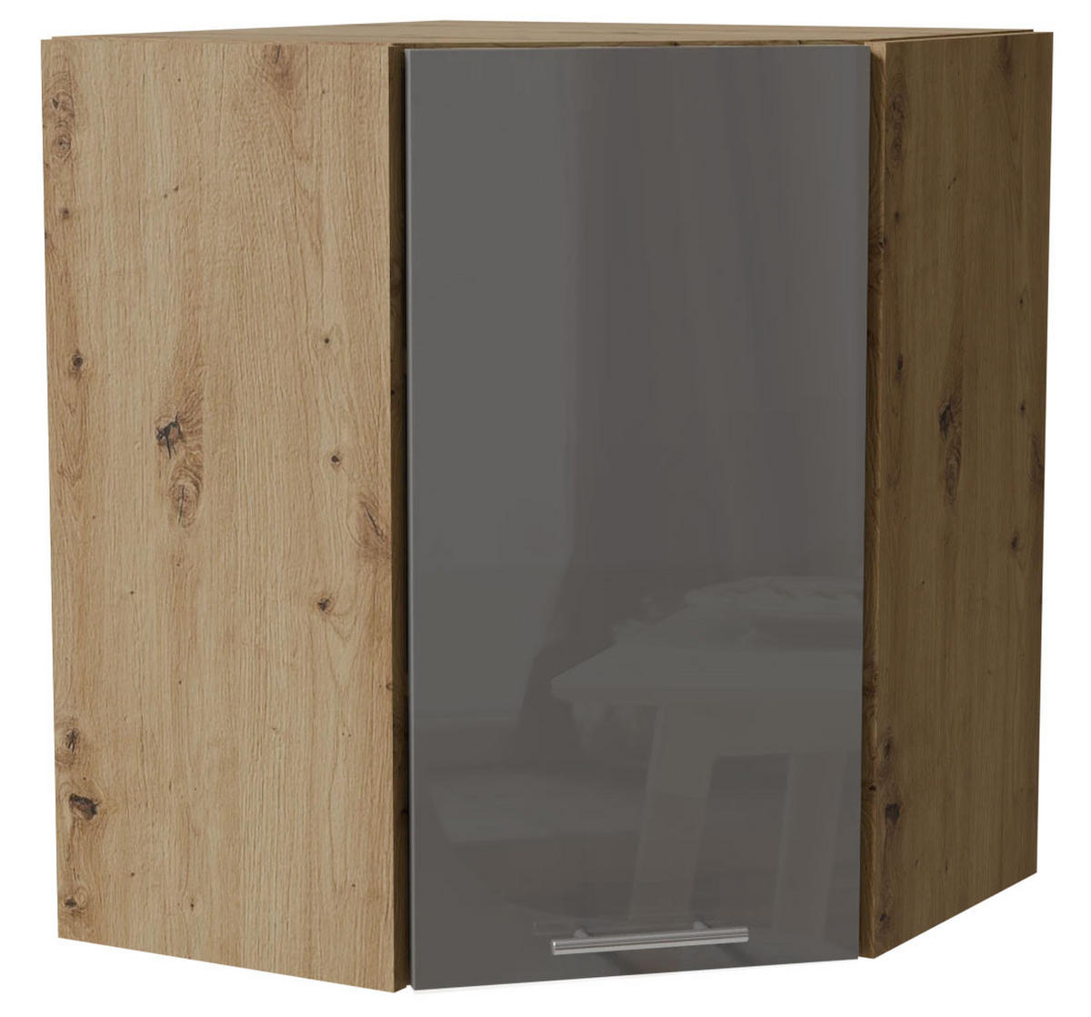 ECKHÄNGESCHRANK Essen W10/60 Grau Hochglanz / Eiche Artisan Matt 60 / 60 / 72cm - Eiche Artisan/Grau, Holz/Holzwerkstoff (60/72/60cm) - Feldmann-Wohnen