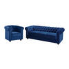 COUCHGARNITUR 3+1 - Samt - Dunkelblau - CHESTERFIELD - Blau, Textil (205/72/88cm) - Vente-Unique
