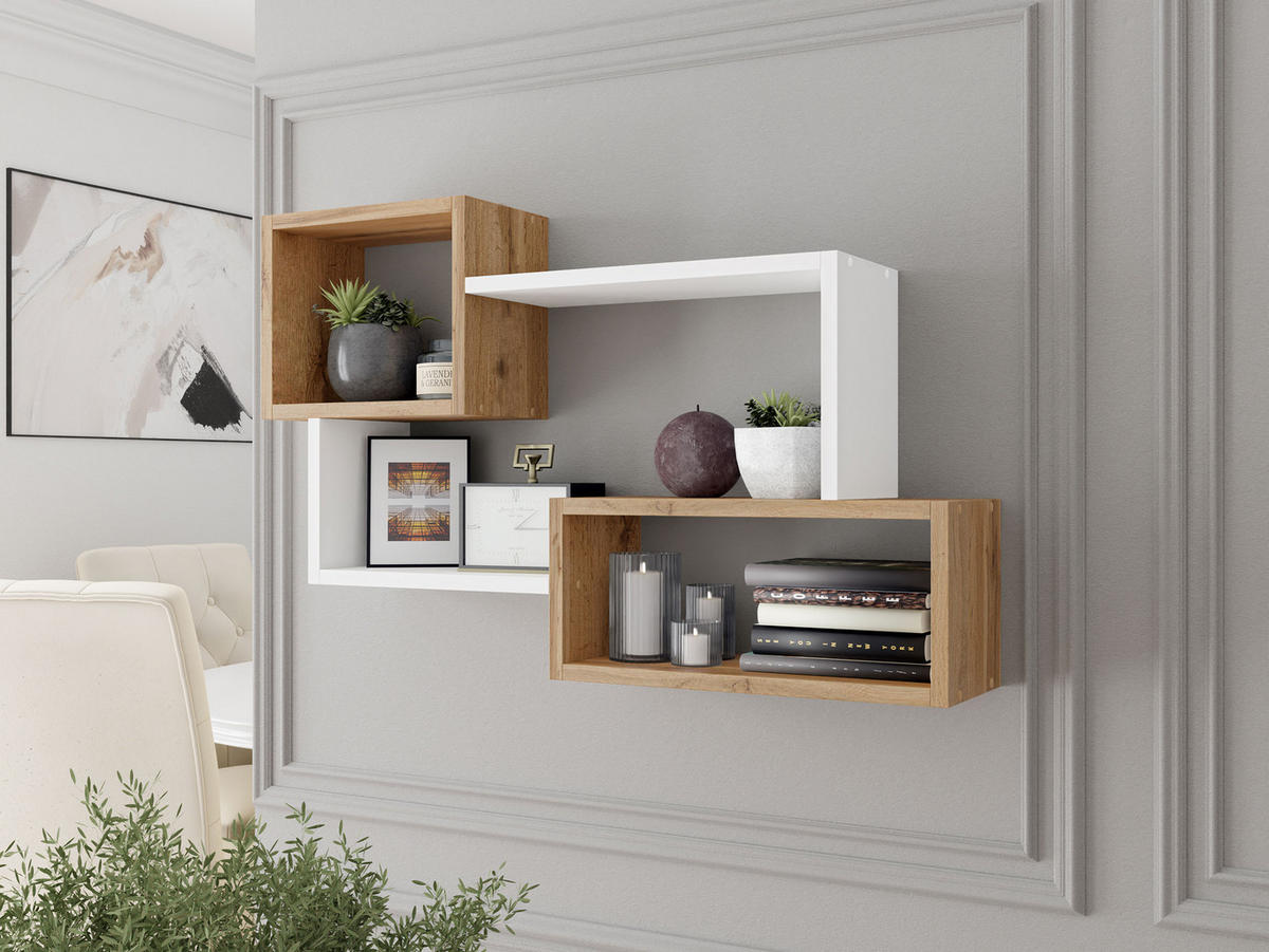 WANDREGAL Trio 005 - Eiche Wotan/Weiß, Holzwerkstoff (87/54/18cm) - MIRJAN24