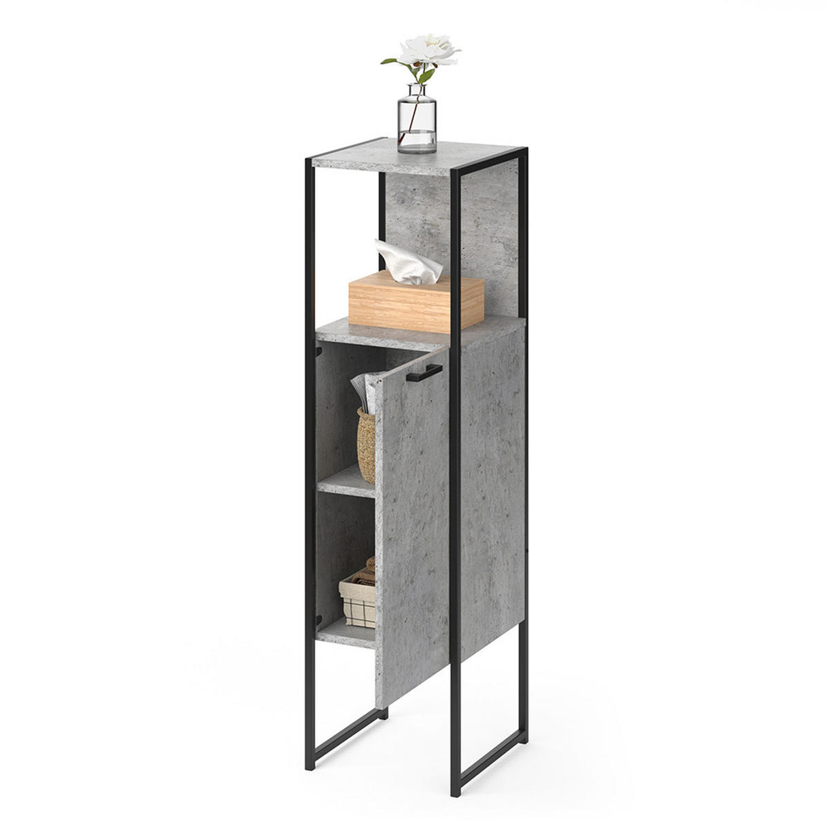 MIDISCHRANK Fyrk Beton 33 x 120.4 cm - Grau, Holzwerkstoff (33/120.4/33cm) - Vicco
