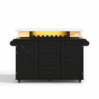 KÜCHENINSEL mit klappbarer Arbeitsplatte 138 x 60 x 93 cm MDF Schwarz - Schwarz, Holz (60/93/138cm) - Beauniv
