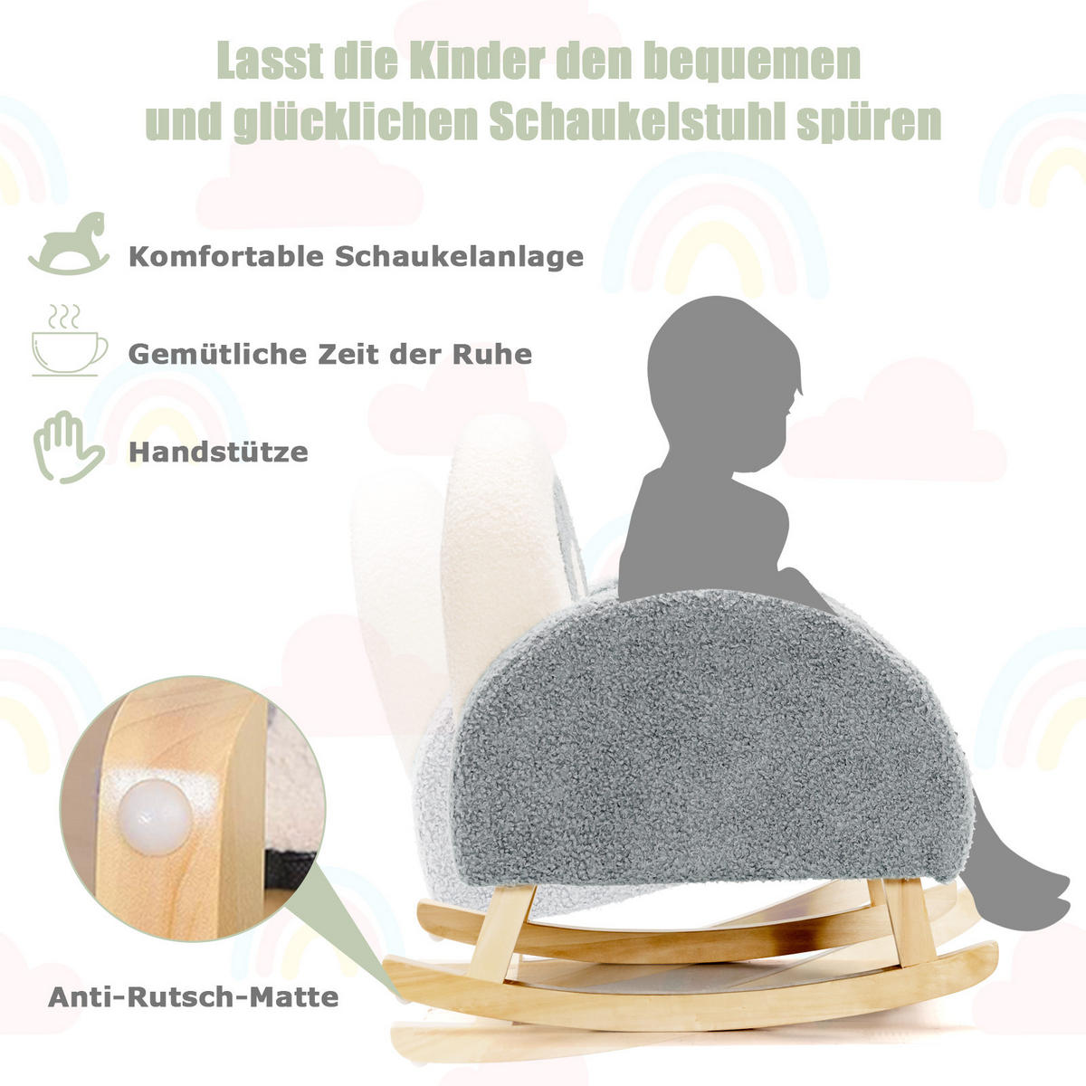 KINDERSOFA 51cm Grau - Grau, Holz (50/51/51cm) - COSTWAY