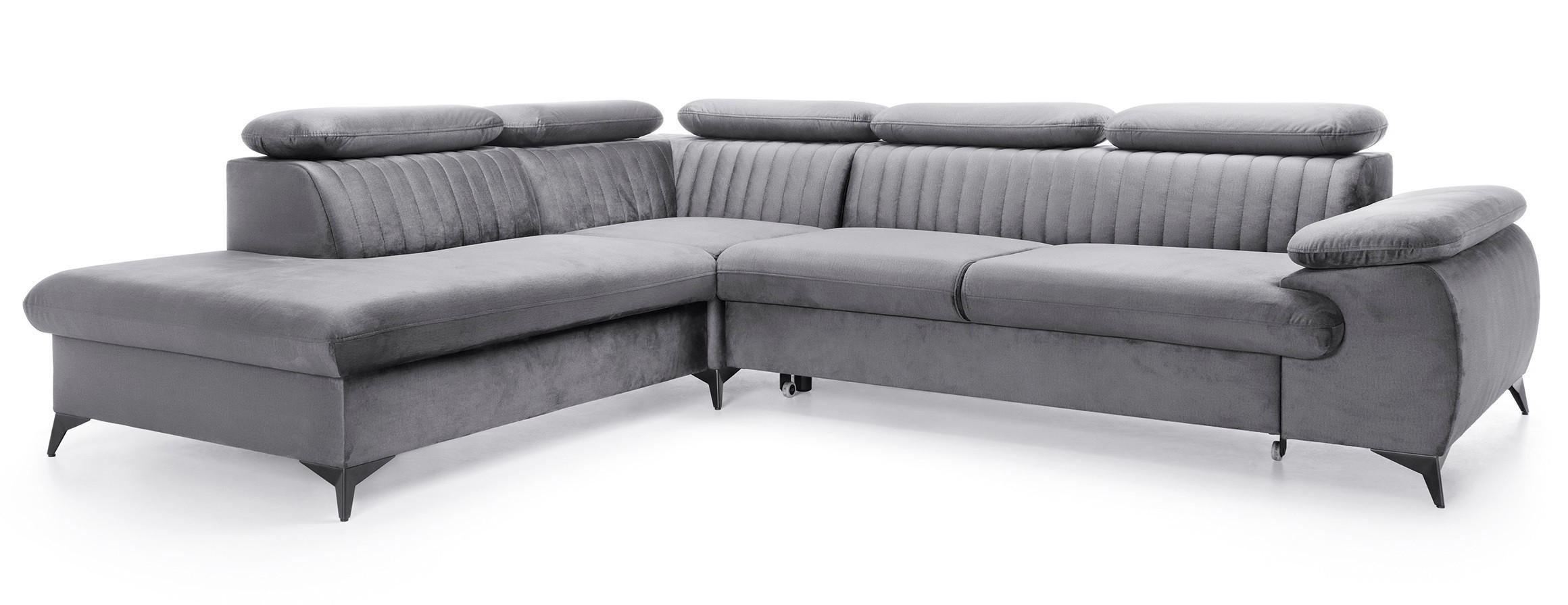 ECKSOFA 275 cm mit verstellbaren Kopfstützen Xanto L, Links, Grau - Grau, Holz (275/221cm) - Emporius