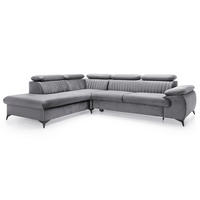 ECKSOFA 275 cm mit verstellbaren Kopfstützen Xanto L, Links, Grau - Grau, Holz (275/221cm) - Emporius