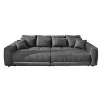 BIG-SOFA Federkern B294/T136/H86 cm, RGB-LED-Beleuchtung mit Fernbedienung, Mikrofaserstoff in Anthrazit / 15415 - Anthrazit/Schwarz, Kunststoff/Textil (294/86/136cm) - luma-home
