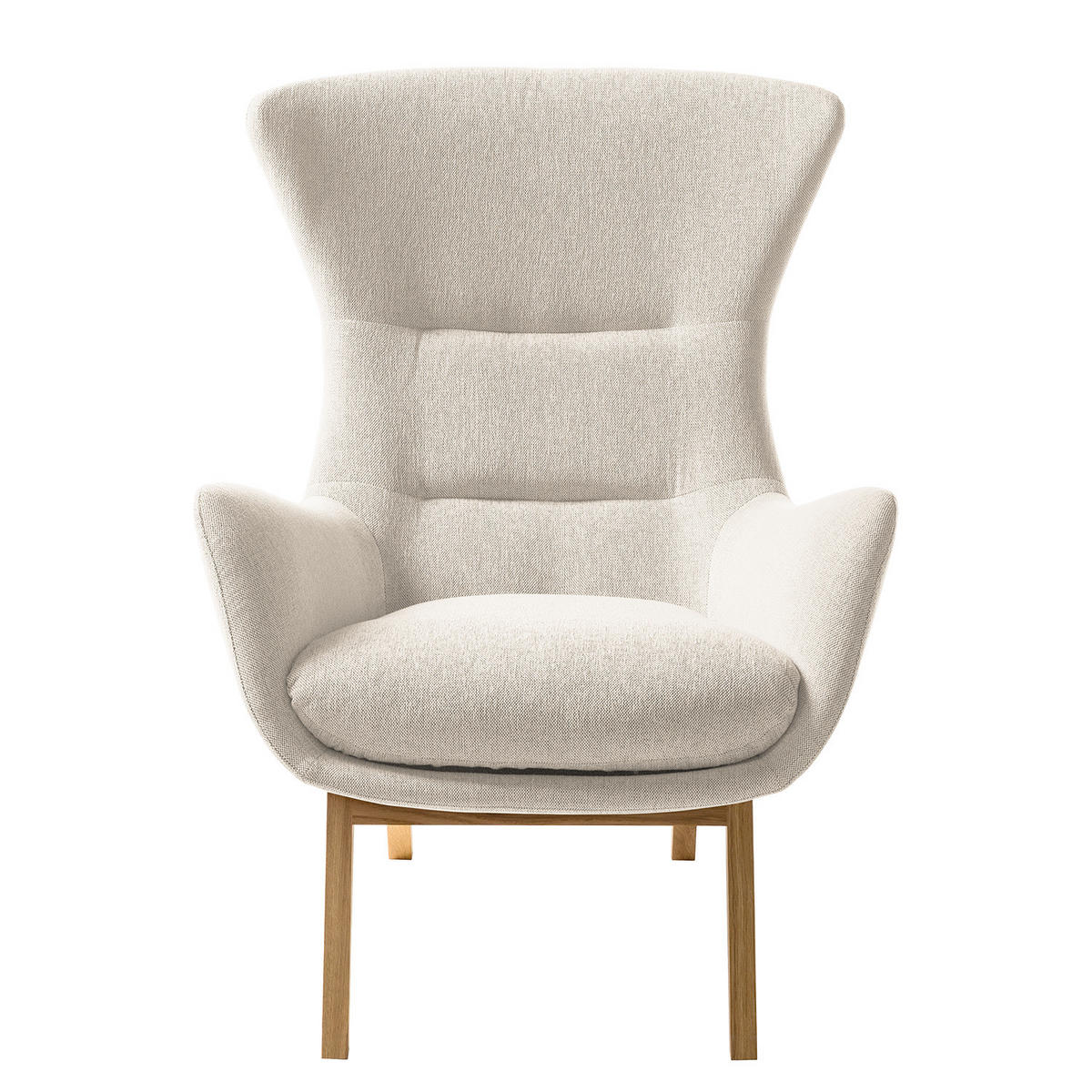 SESSEL mit Holzfüßen - Eichefarben/Beige, Eichenholz/Holz (84/99/96cm) - home24