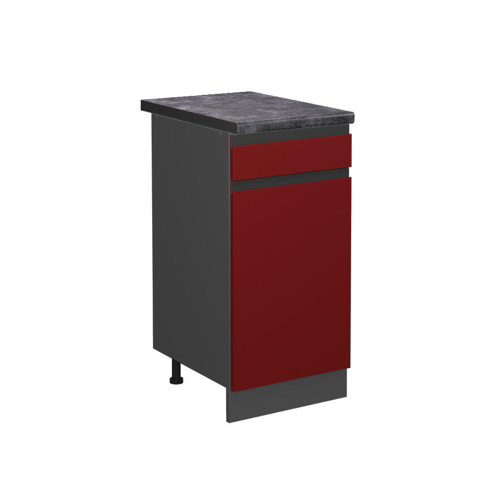 KÜCHENUNTERSCHRANK R-Line Rot 40 cm, AP Anthrazit - Anthrazit/Rot, Holzwerkstoff (40/81.6/60cm) - Vicco