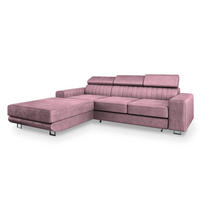 ECKSOFA NOTO L-S Lila Velours-Stoff mit Schlaffunktion - Lila, Holz (267/190cm) - MASSENO