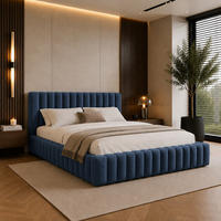 POLSTERBETT BLIVIO 140x200 cm,mit Bettkasten,Lattenrost,Doppelbett,Boxspringbett-Optik-Blau - Dunkelblau, Holz (140/200cm) - Furnistar