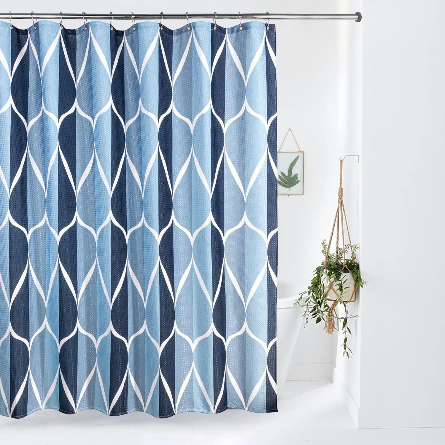 DUSCHVORHANG Geometrisch 182 x 182 cm Blau - Multicolor, Textil (182/182cm)