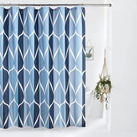 DUSCHVORHANG Geometrisch 182 x 182 cm Blau - Multicolor, Textil (182/182cm)