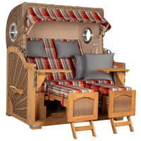 STRANDKORB XXL Düne Grande Teak Banana - Rot/Braun, Metall (142/170/95cm) - Mr. Deko