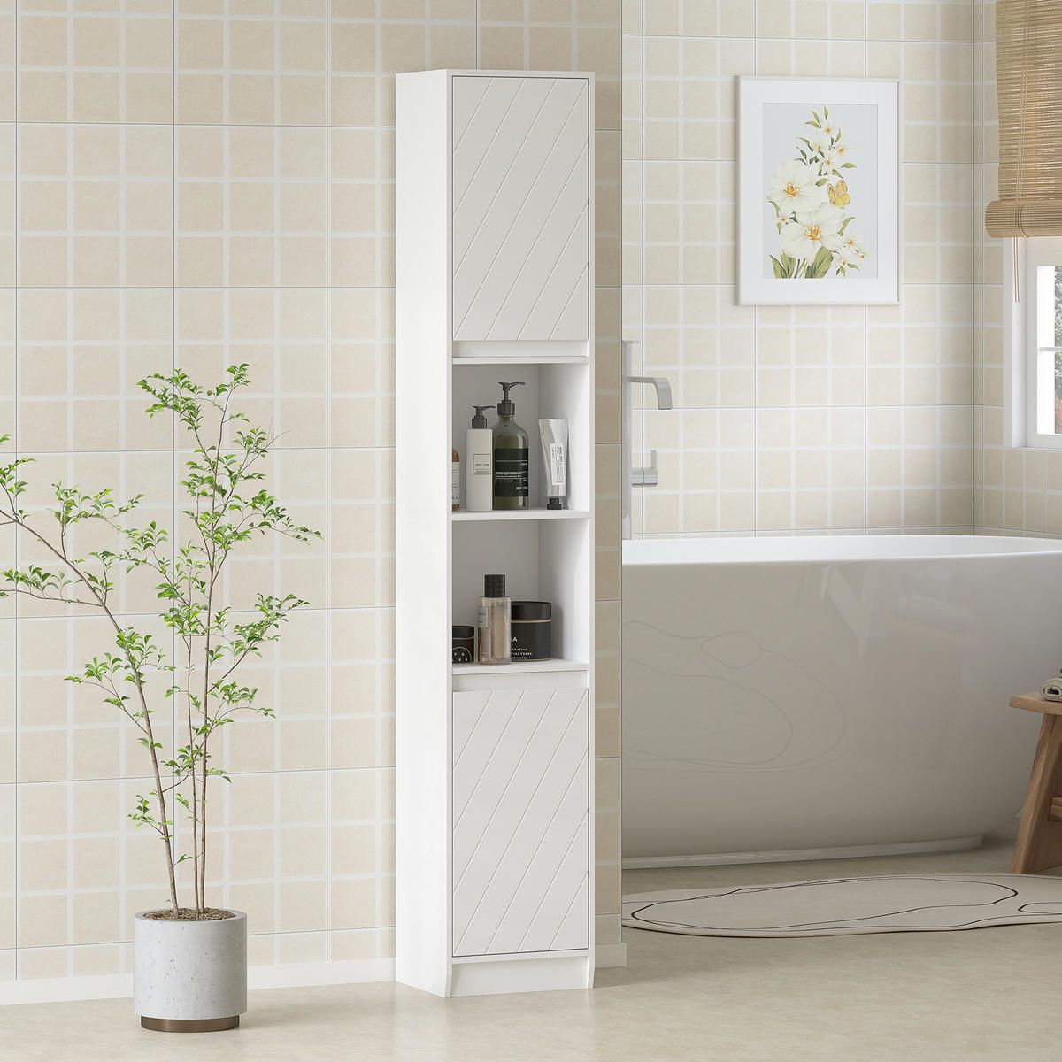 HOCHSCHRANK DE-12533 30/24/170 cm Weiß - Weiß, Holzwerkstoff (24/170/30cm) - ComfortXL