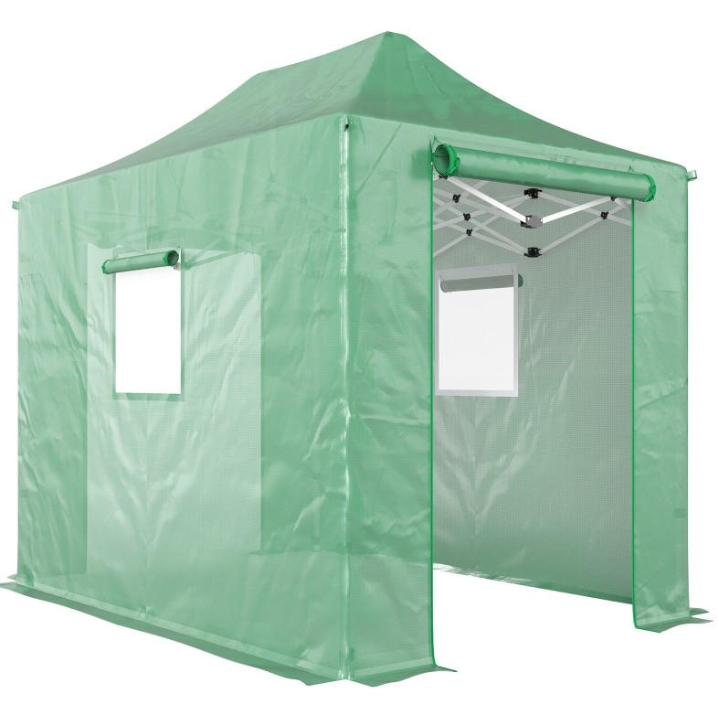 GEWÄCHSHAUS 295/270/200 cm Grün aus Polyethylen mit Pop-up-Design - Grün, Kunststoff (200/270/295cm) - OKMYHOME
