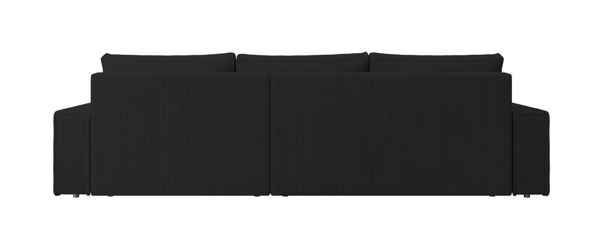 ECKSOFA Alice mit Bettkasten und Schlaffunktion, Cordstoff in L-Form - Schwarz, Textil (289/184cm)