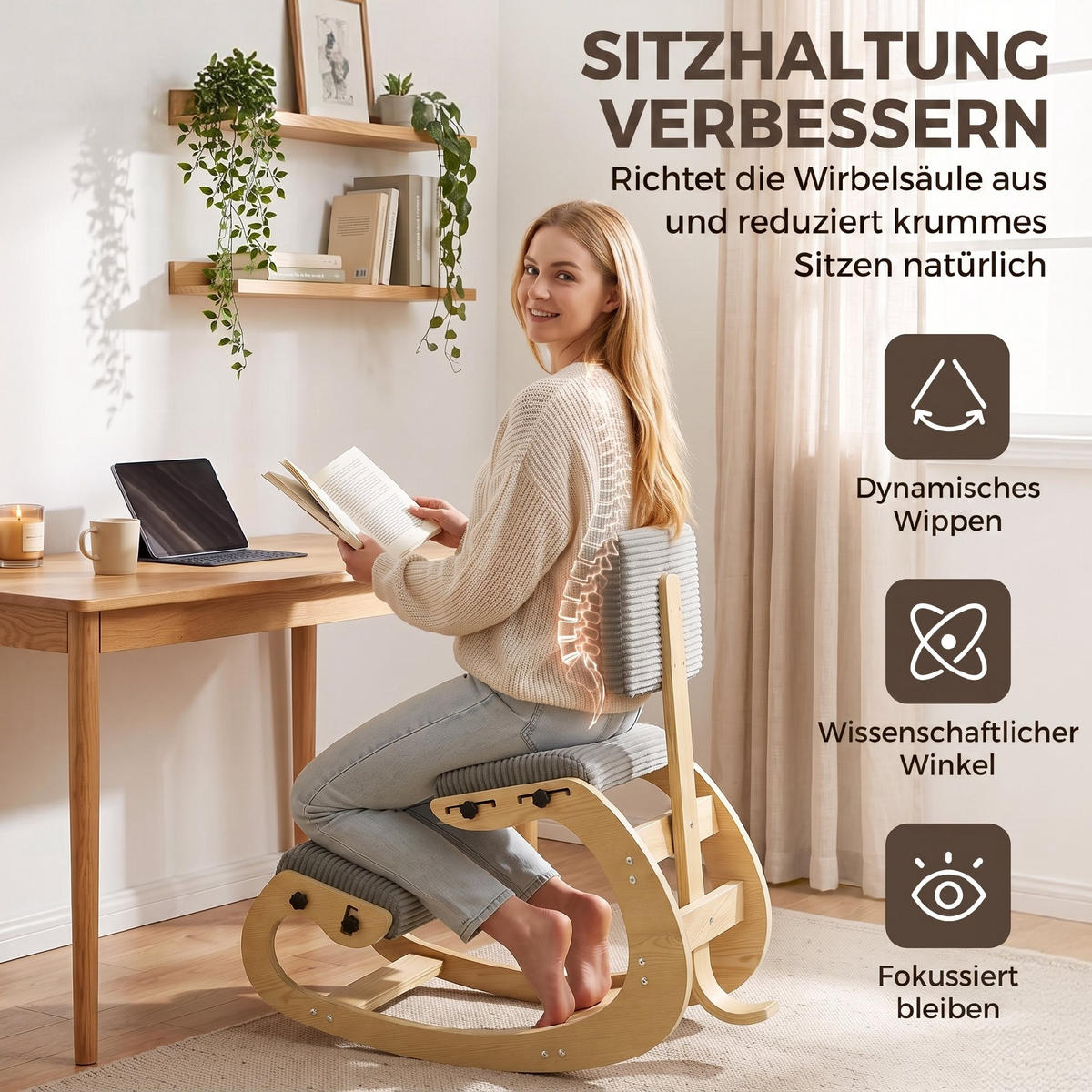 KNIESTUHL Cord Dunkelgrau - Grau, Textil (54/86/98cm) - HOMCOM