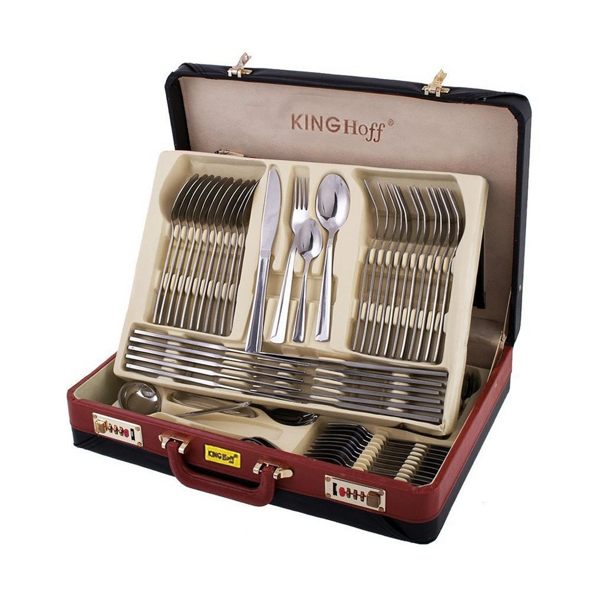 BESTECKSET Burgunderrot 50/40/8 cm KH3509 - Bordeaux, Metall - Kinghoff 