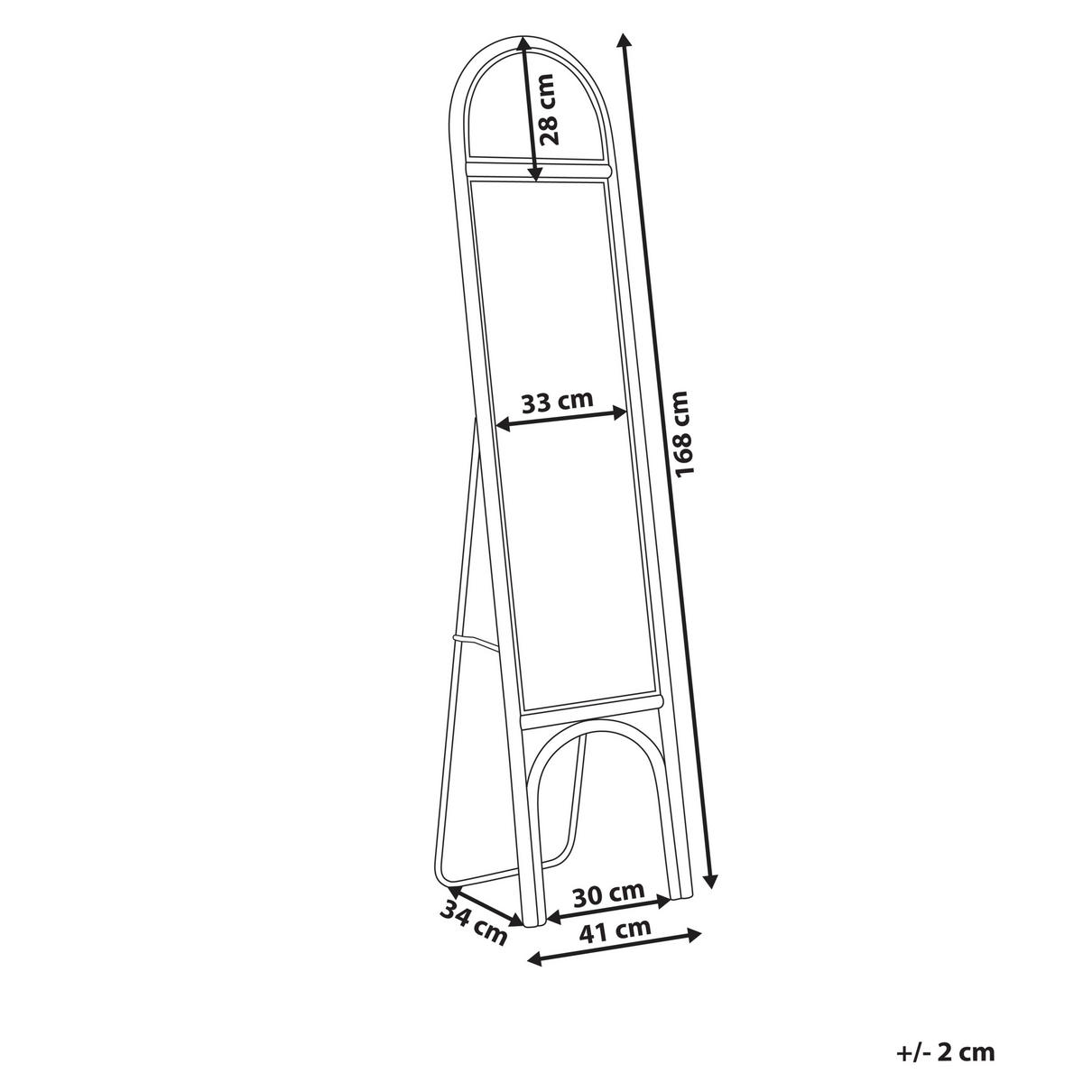OGLINDĂ PE SUPORT 170 cm ratan culoare naturală Brussey - culoare naturală, materiale naturale (41/170/3cm) - Beliani