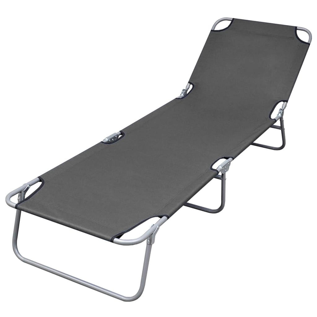 SONNENLIEGE Klappbar mit Rückenlehne Verstellbar Grau - Grau, Textil (58/27/189cm) - furnicato