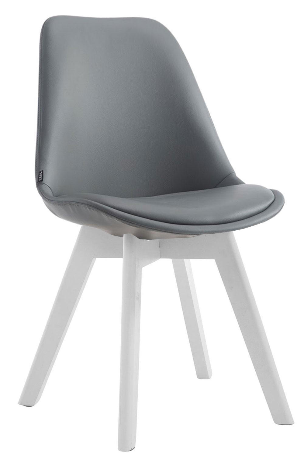STUHL Lederlook Grau - Weiß/Grau, Holz/Textil (48/84/55cm) - CLP