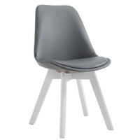 STUHL Lederlook Grau - Weiß/Grau, Holz/Textil (48/84/55cm) - CLP
