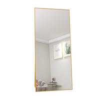 STANDSPIEGEL 180x80 cm – Freistehend & Wandmontage, Aluminiumlegierung Goldrahmen - Goldfarben, Glas/Metall (80/180/180cm)