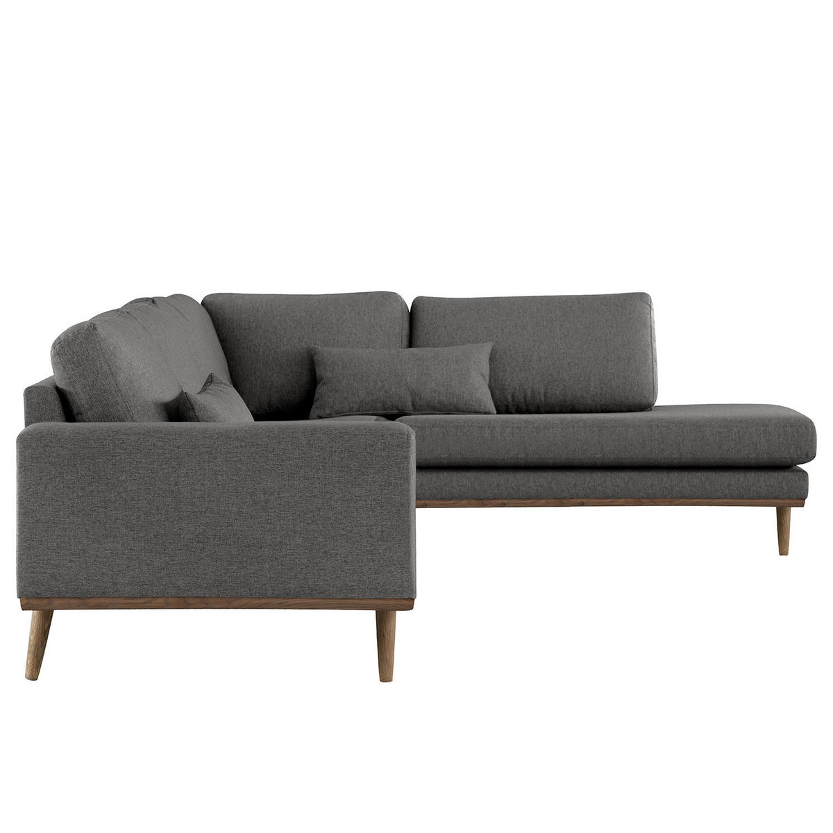 ECKSOFA mit Ottomane - Eichefarben/Dunkelgrau, Eichenholz/Textil (287/219cm) - home24