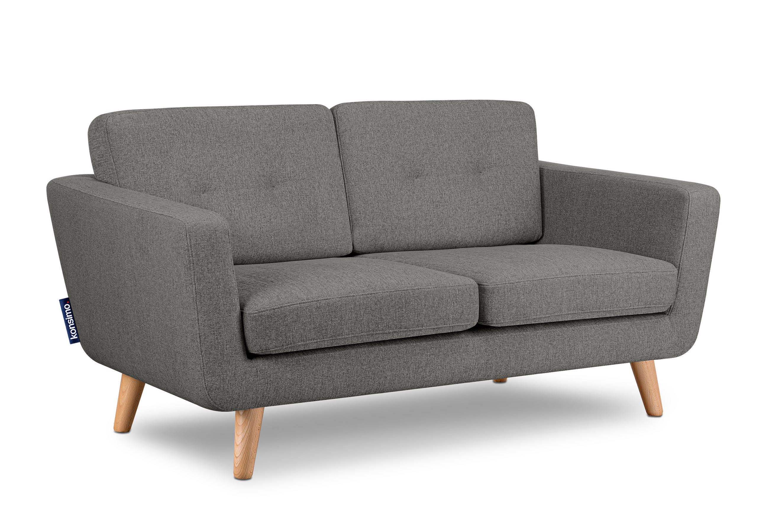 2-SITZER-SOFA TAGIO II mit Armlehnen, Aschgrau/Braun - Grau, Textil (88/80/153cm) - KONSIMO®