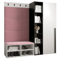 GARDEROBEN-SET 164/184/42 - Pink/Schwarz, Holz/Kunststoff (164/184/42cm) - MÖBEL KRYSPOL