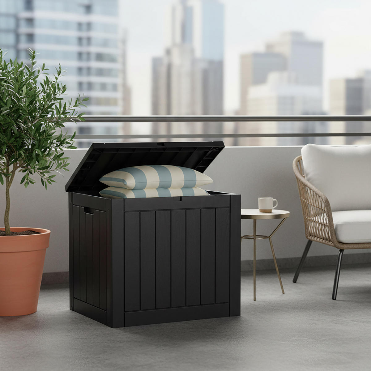 ZÁHRADBOX - čierna, plast (56/53/43cm) - Relaxdays