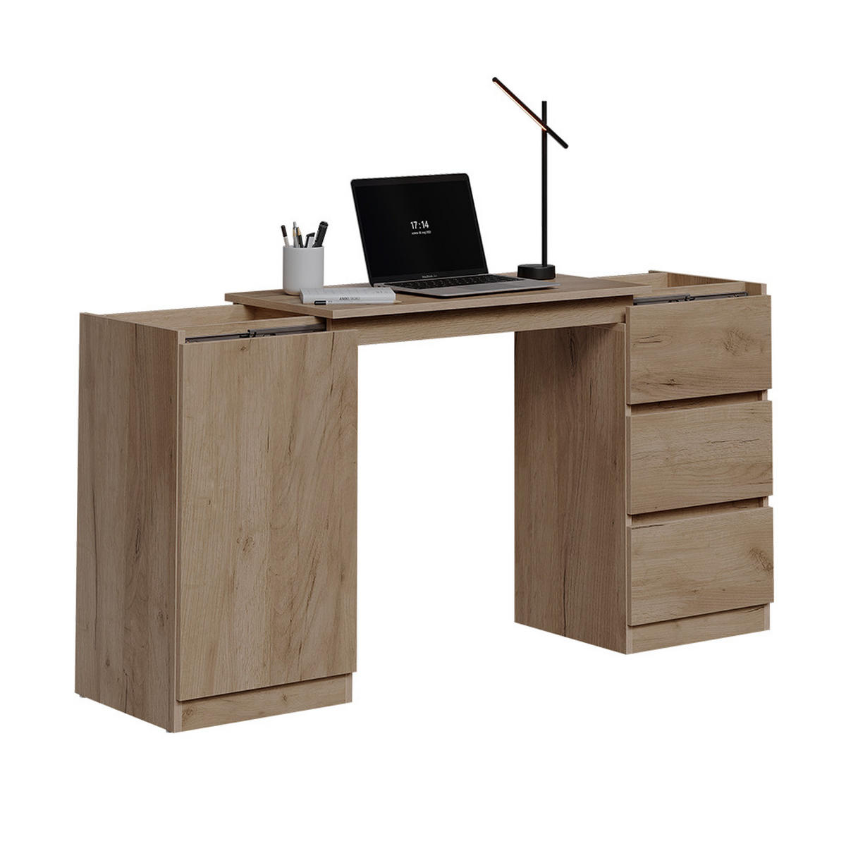 KOMMODE MIT SCHREIBTISCHFUNKTION Varino, Goldkraft Eiche, 80 x 75.5 cm ausziehbar - Honigeiche, Holzwerkstoff (80/75.5/40cm) - Vicco