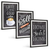 BILDER SET 3er Set - 40x60 cm Schwarzer Rahmen - Kaffeeroller, heimelige Wärme - Schwarz, Kunststoff (40/60cm) - TULUP