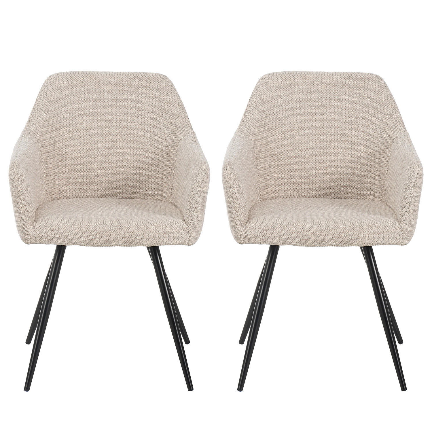 ARMLEHNENSTUHL - 2er-Set - Grau, Textil/Metall (56/82/63cm) - home24