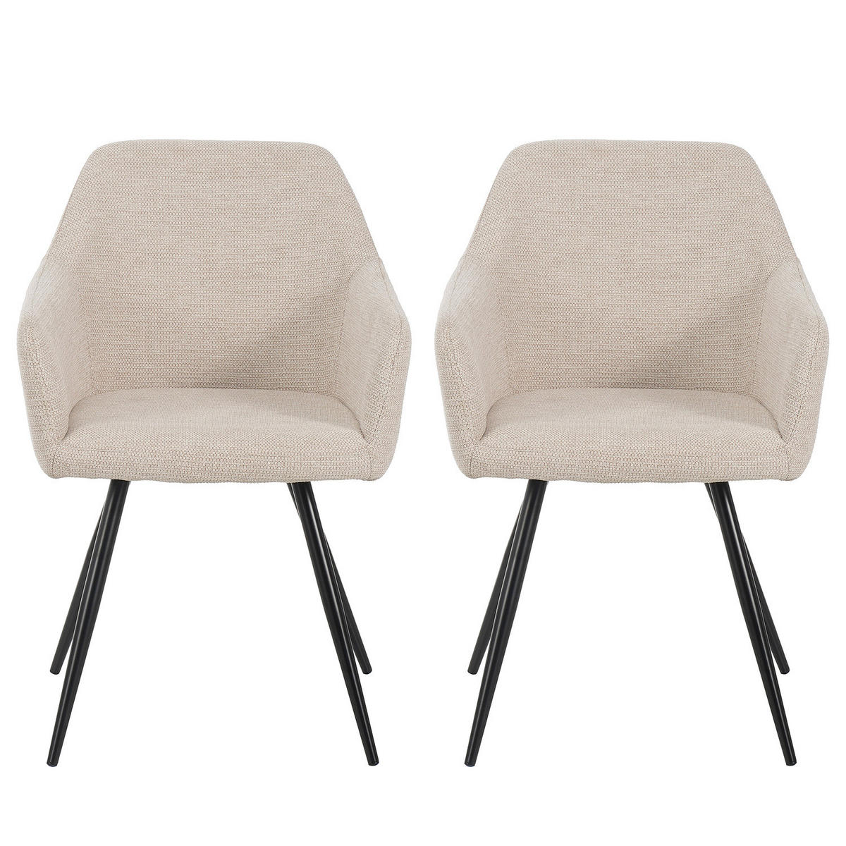 ARMLEHNENSTUHL - 2er-Set - Grau, Textil/Metall (56/82/63cm) - home24