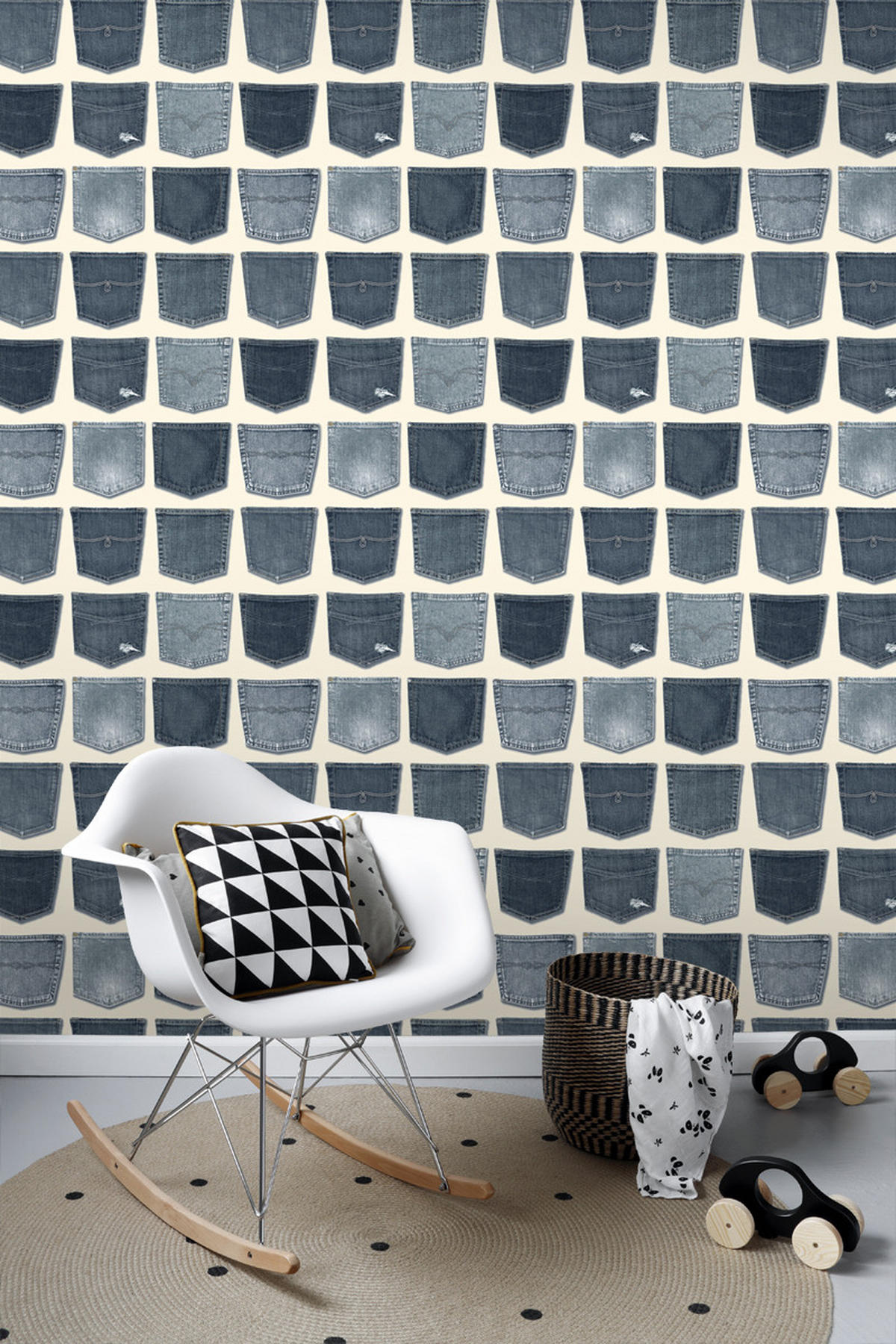 TAPETE Jeanstaschen 53 cm x 10.05 m - Blau, Papier (53/1000cm) - ESTAhome