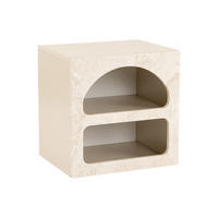 NACHTTISCH mit Stauraum - Marmor-Optik Beige - LUELA - Beige, Holz (50/50/40cm) - Vente-Unique