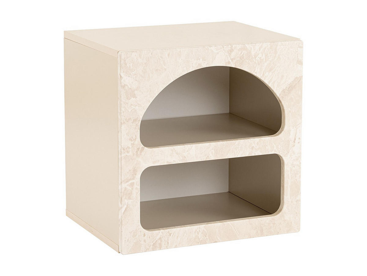 NACHTTISCH mit Stauraum - Marmor-Optik Beige - LUELA - Beige, Holz (50/50/40cm) - Vente-Unique