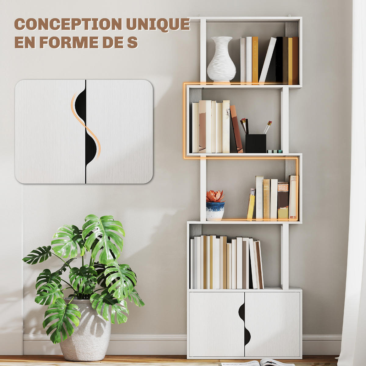 REGAL DE-15537 5 Ebenen + Doppeltürschrank Weiß - Weiß, Holzwerkstoff (23.8/179.2/60cm) - ComfortXL