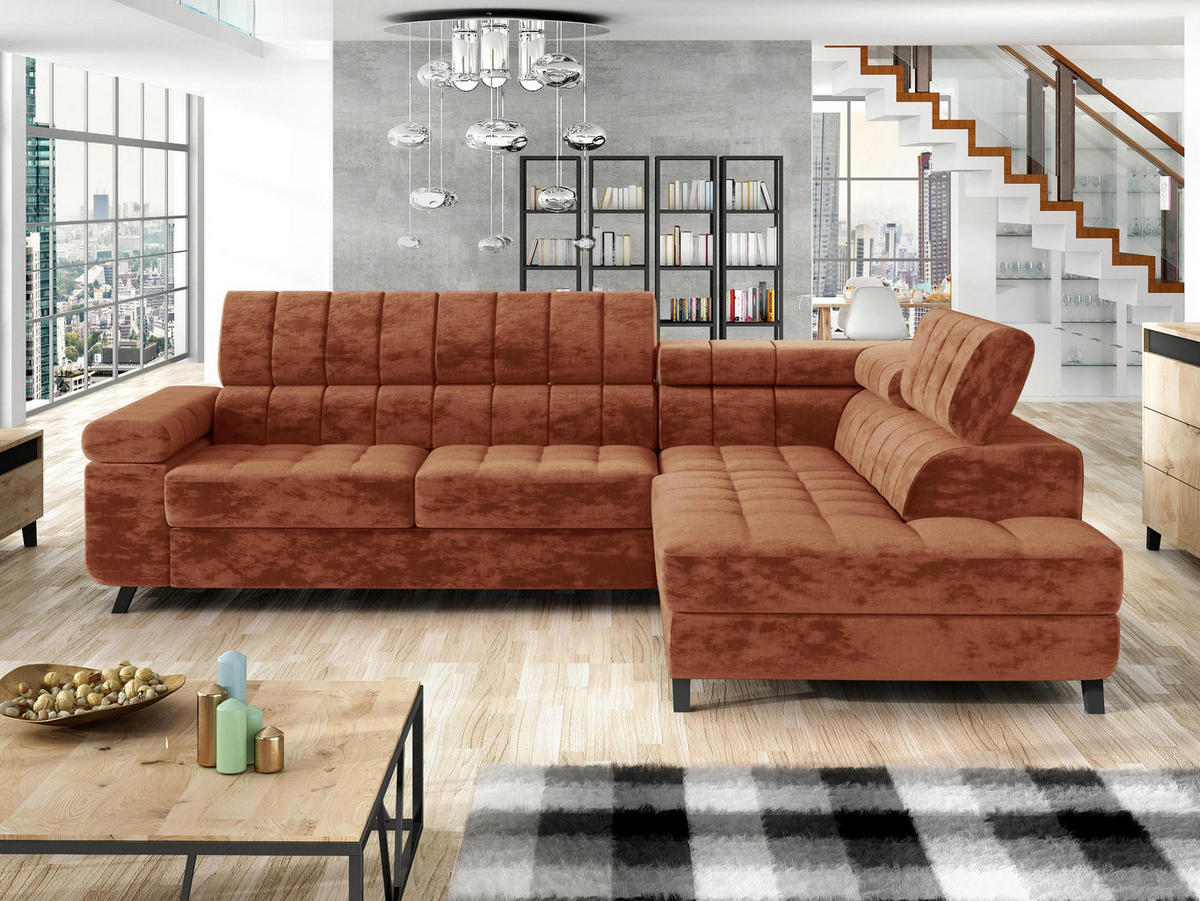 ECKSOFA Nord, Seite: Rechts - Schwarz/Bronzefarben, Holz/Textil (264/203cm) - MIRJAN24