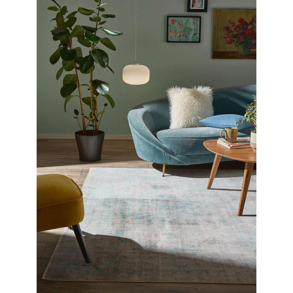 Thumbnail - benuta Nest Vintage-Teppich, Grau, Türkis, Kunststoff, Vintage, Rechteckig, 160x230 cm, Oeko-Tex® Standard 100, für Fußb...