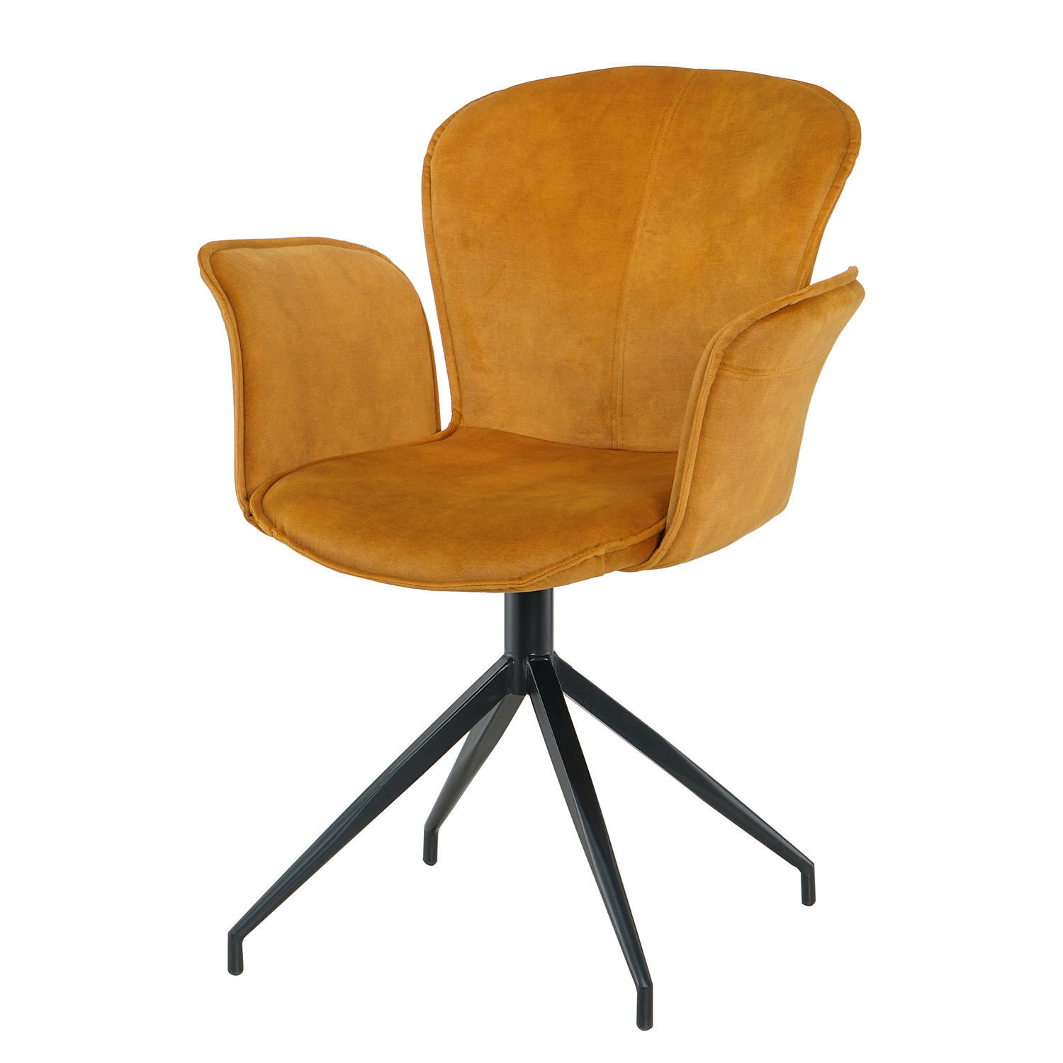 DREHBARER ARMLEHNENSTUHL - Ocker - Samt / Eisen - Gelb, Textil/Metall (63/91/66cm) - home24