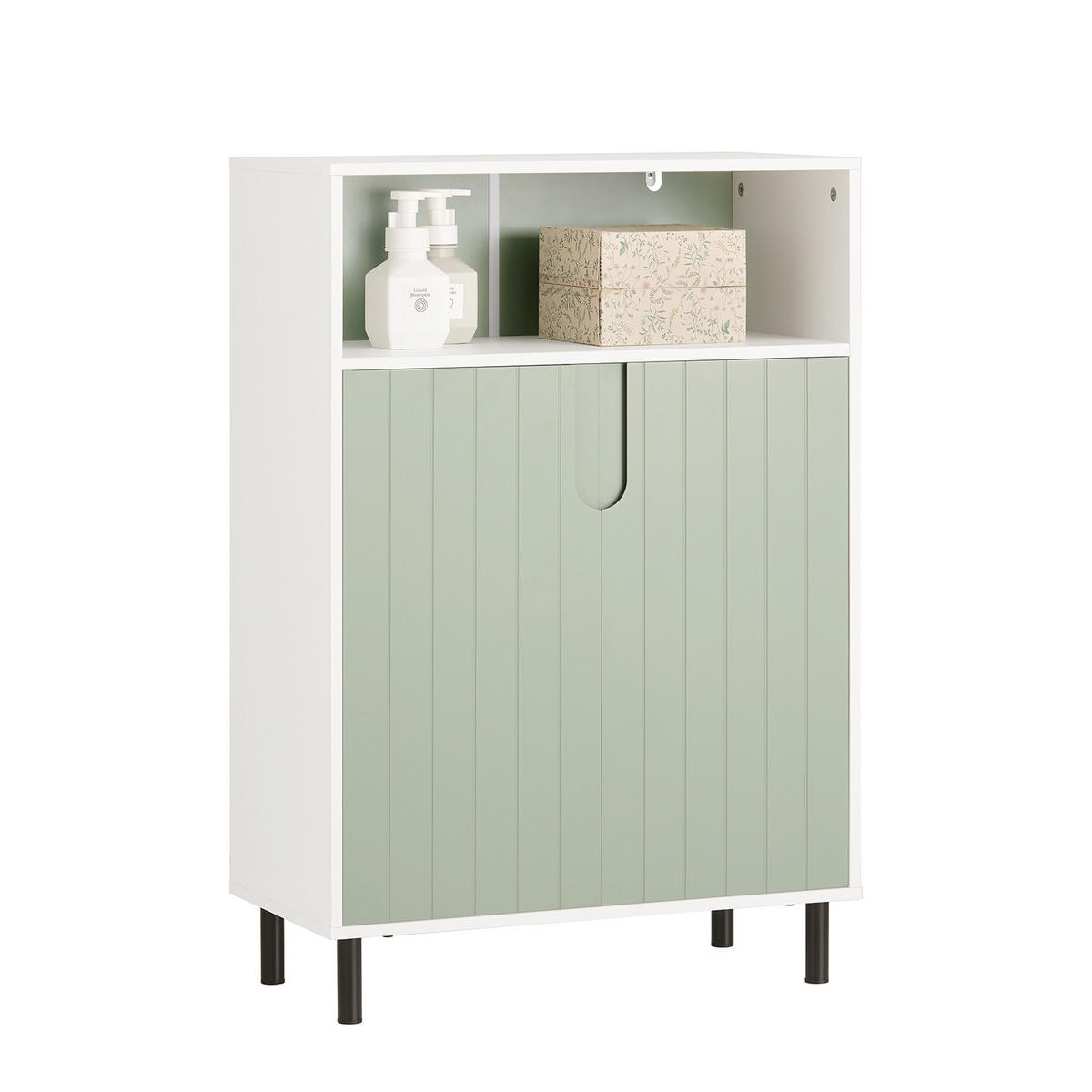 BADEZIMMERSCHRANK Grün - Weiß/Grün, Holzwerkstoff/Metall (60/87/30cm) - SoBuy