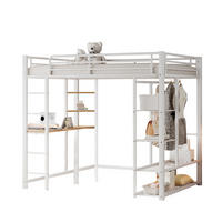 HOCHBETT 140/200 cm aus Metall/MDF mit Schreibtisch und Kleiderstange Weiß - Weiß, Metall (140/200cm) - Modenvie