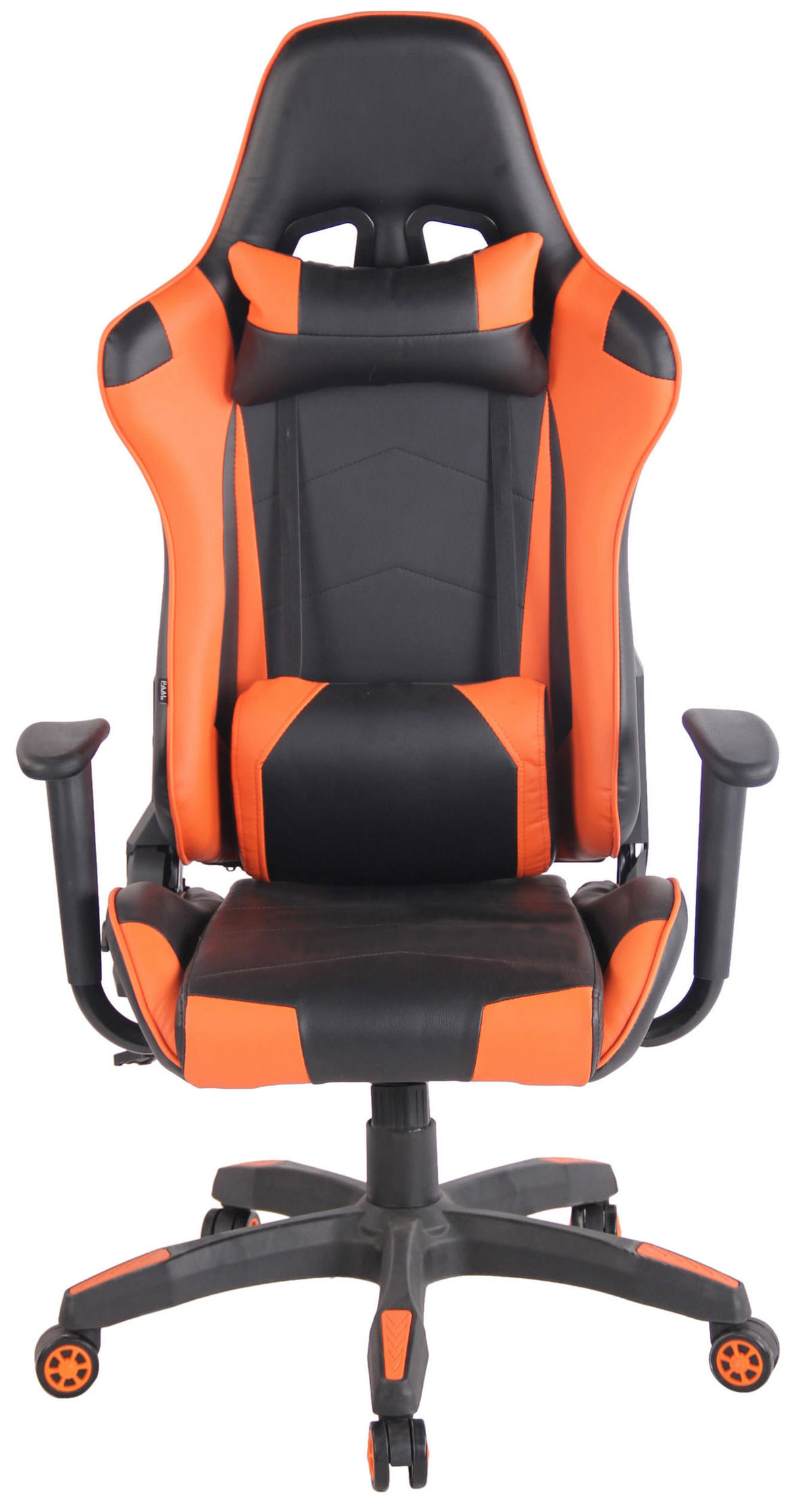 GAMINGSTUHL Lederlook schwarz/orange - Chromfarben/Schwarz, Kunststoff/Textil (65/128/50cm) - CLP