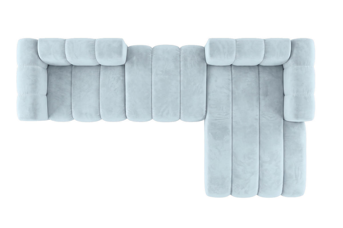 ECKSOFA Modulares In L-Form, Velvet-Stoff Riviera, Babyblau, Rechts, GRAND 319 cm - Hellblau, Holz (319/175cm) - Kaiser Möbel